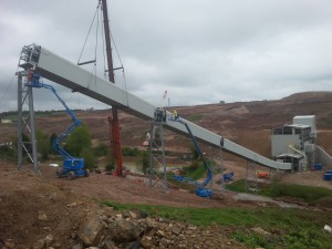 CV02 material handling conveyor being installed at the Hemerdon Tungsten Mine site in Devon.